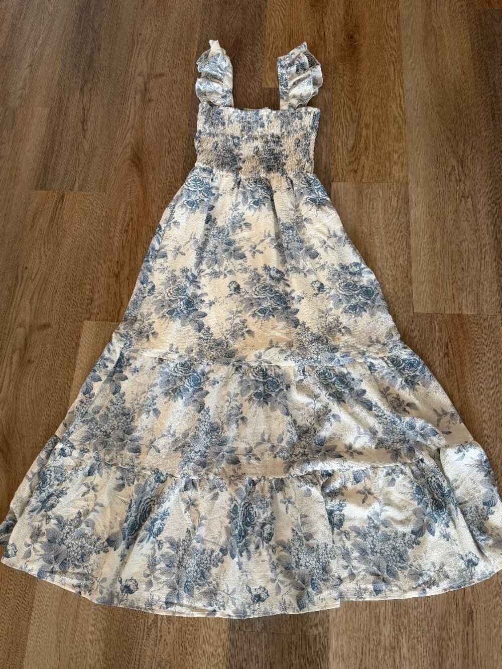 Blue & White Midi Dress - Size Small